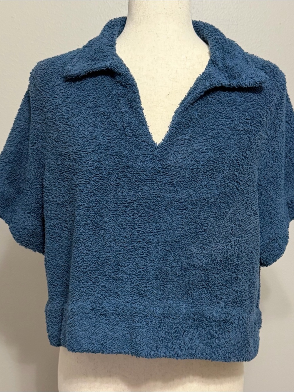 Simone Fan Plush Terry Cloth Crop Top Size Medium Top